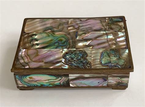 abalone shell lid metal box|Abalone Mexico Box .